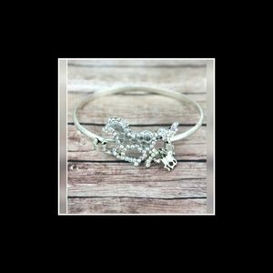 Iridescent Crystal Trimmed Silvertone Horse Brace